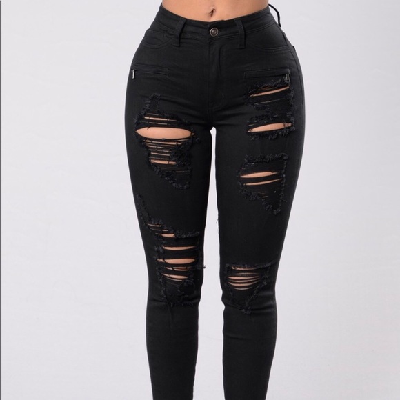 destructed black jeans